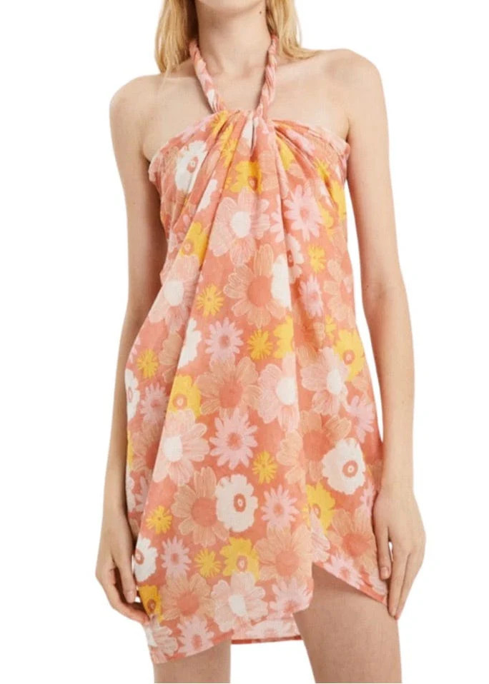 Peach terra daisy print pareo | Mulberry & King
