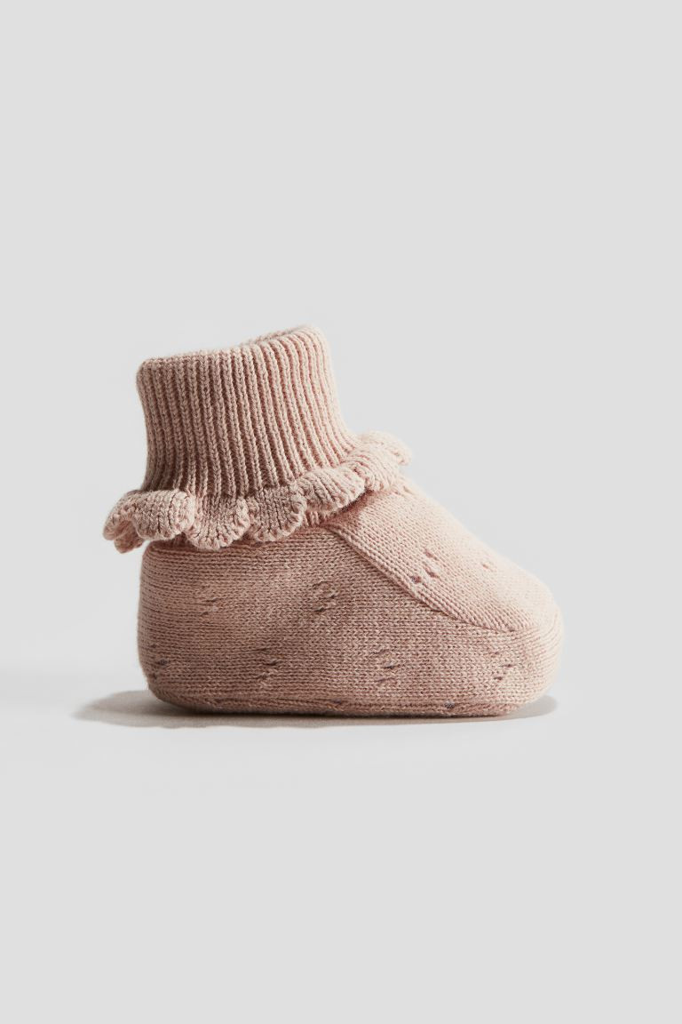 Cotton Knit Booties - Light dusty pink - Kids | H&M AU | H&M (AU)