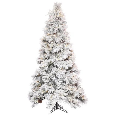 Atka Flocked Artificial Christmas Tree with LED Clear/White Lights with Stand | Wayfair North America