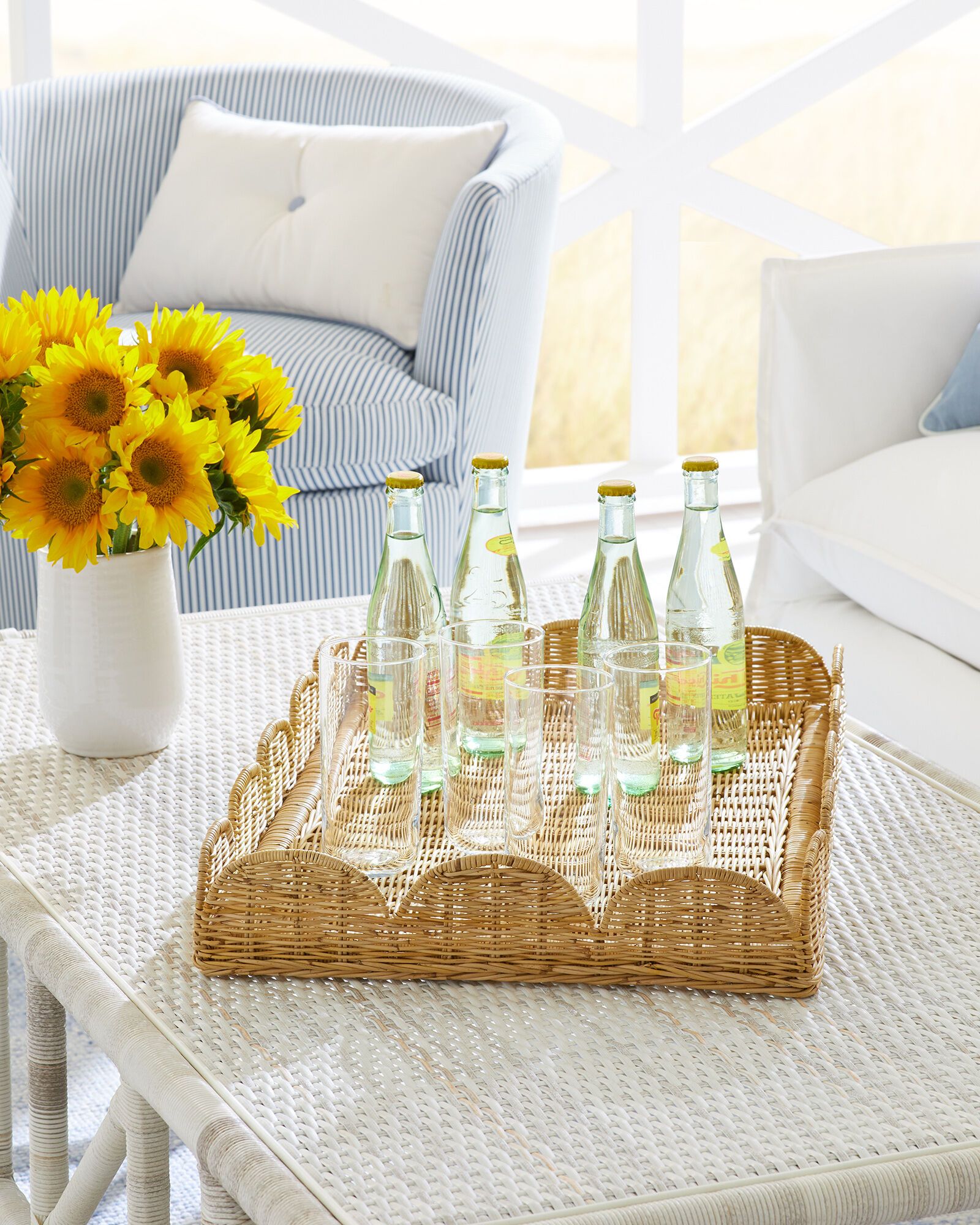 Scallop Rattan Tray | Serena and Lily