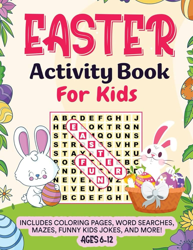 Easter Activity Book For Kids: Includes Coloring Pages, Word Searches, Mazes, Funny Kids Jokes, &... | Amazon (US)