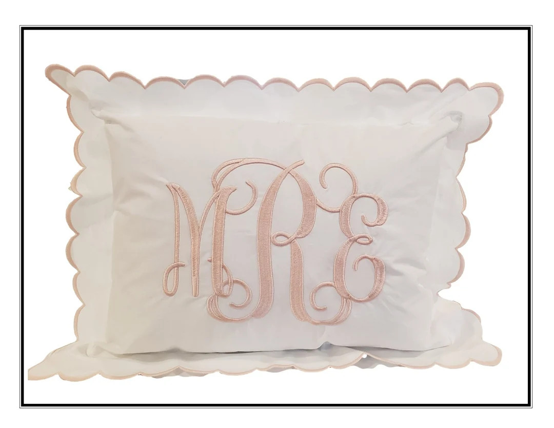 Personalized Scalloped Edge Sham Pillow and Insert | Etsy (US)