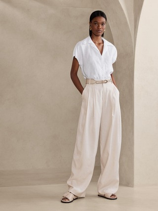 Clara Linen Short-Sleeve Shirt | Banana Republic (US)