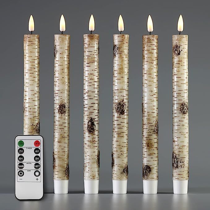 Eywamage Birch Flameless Taper Candles with Remote, Flickering Realistic LED Battery Window Candl... | Amazon (US)