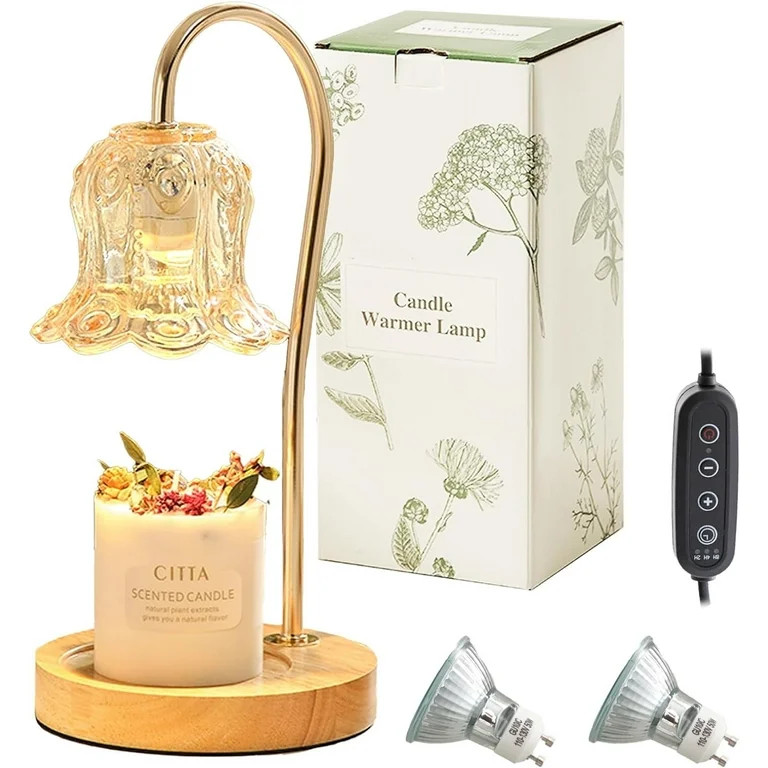 COSTYLE Fragrance Candle Warmer Lamp with 2 Bulbs, Electric Candle Warmer with Timer & Dimmer, Mo... | Walmart (US)