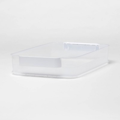 Click in Place 6.7qt Clear Shallow Plastic Storage Bin with White Latch for Home and Office Organ... | Target