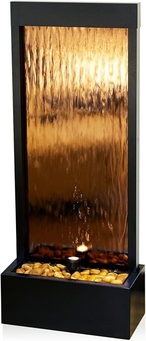 Alpine Corporation - Mirror Waterfall Fountain with Stones & Lights - Zen Indoor/Outdoor Decor fo... | Amazon (US)