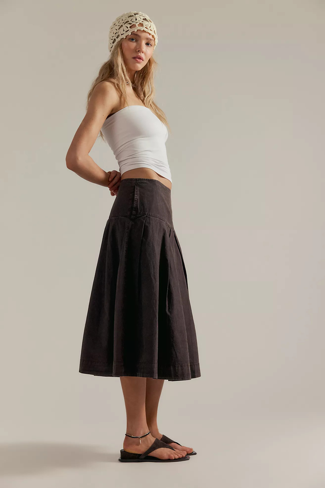 We The Free Skipper Pleated Chino Midi Skirt | Free People (UK)