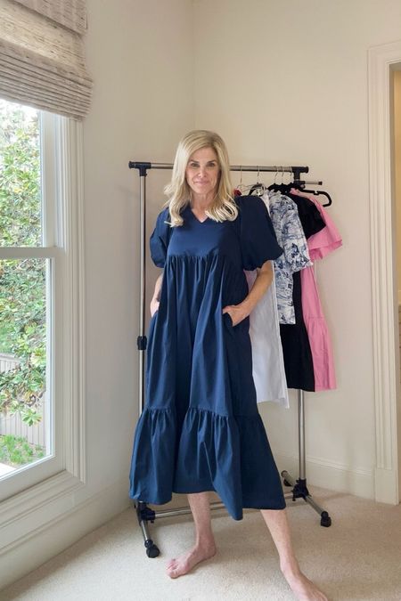 Love this navy midi dress! Great for a shower or brunch  Size S  

#LTKunder100 #LTKSeasonal #LTKstyletip