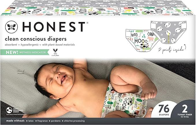 The Honest Company, Club Box, Clean Conscious Diapers, Pandas + Barnyard Babies, Size 2, 76 Count... | Amazon (US)