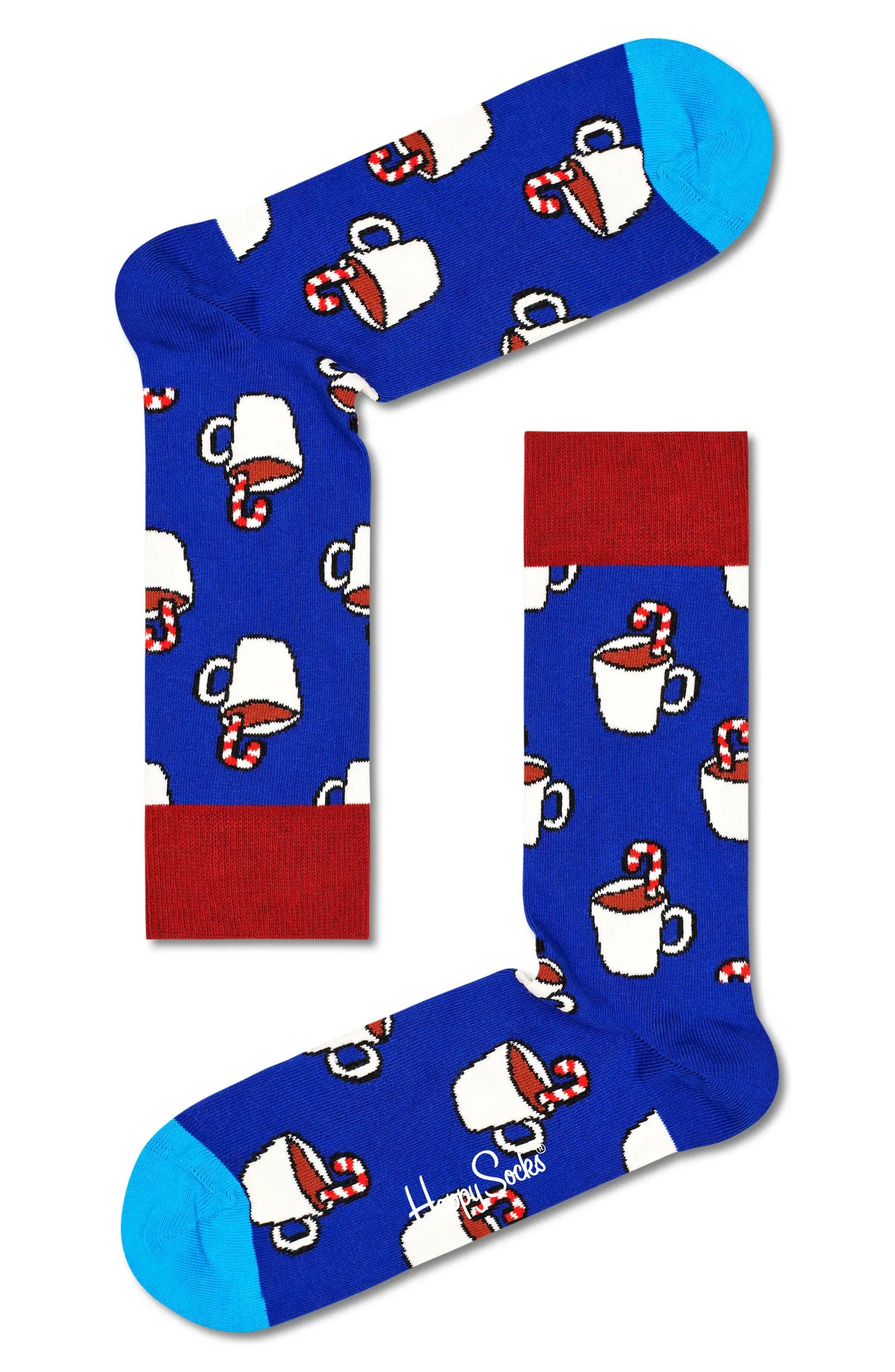 Happy Socks Candy Cane Cocoa Cotton Blend Crew Socks | Nordstrom | Nordstrom
