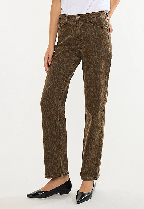 KanCan™ High Rise Leopard Print Straight Jean | Maurices