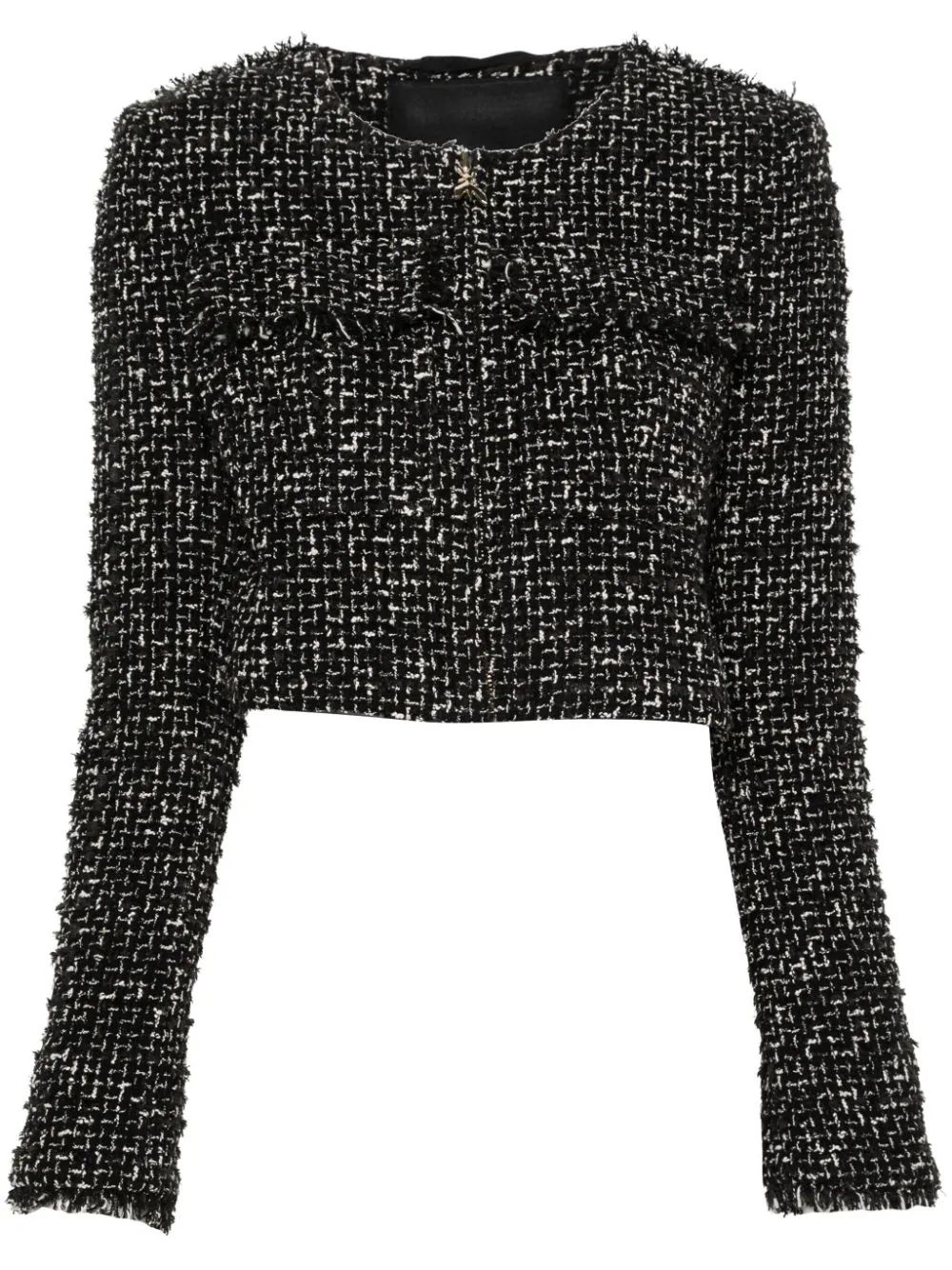 Patrizia Pepe branded-zip Bouclé Jacket - Farfetch | Farfetch Global