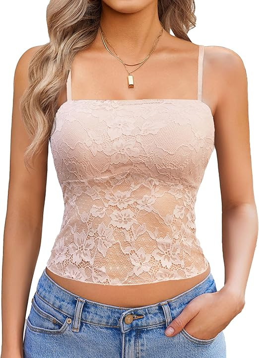 Avidlove Lace Camisole for Women Sexy Tank Top Going Out Y2K Fashion Top Lace Crop Tops Summer Tr... | Amazon (US)