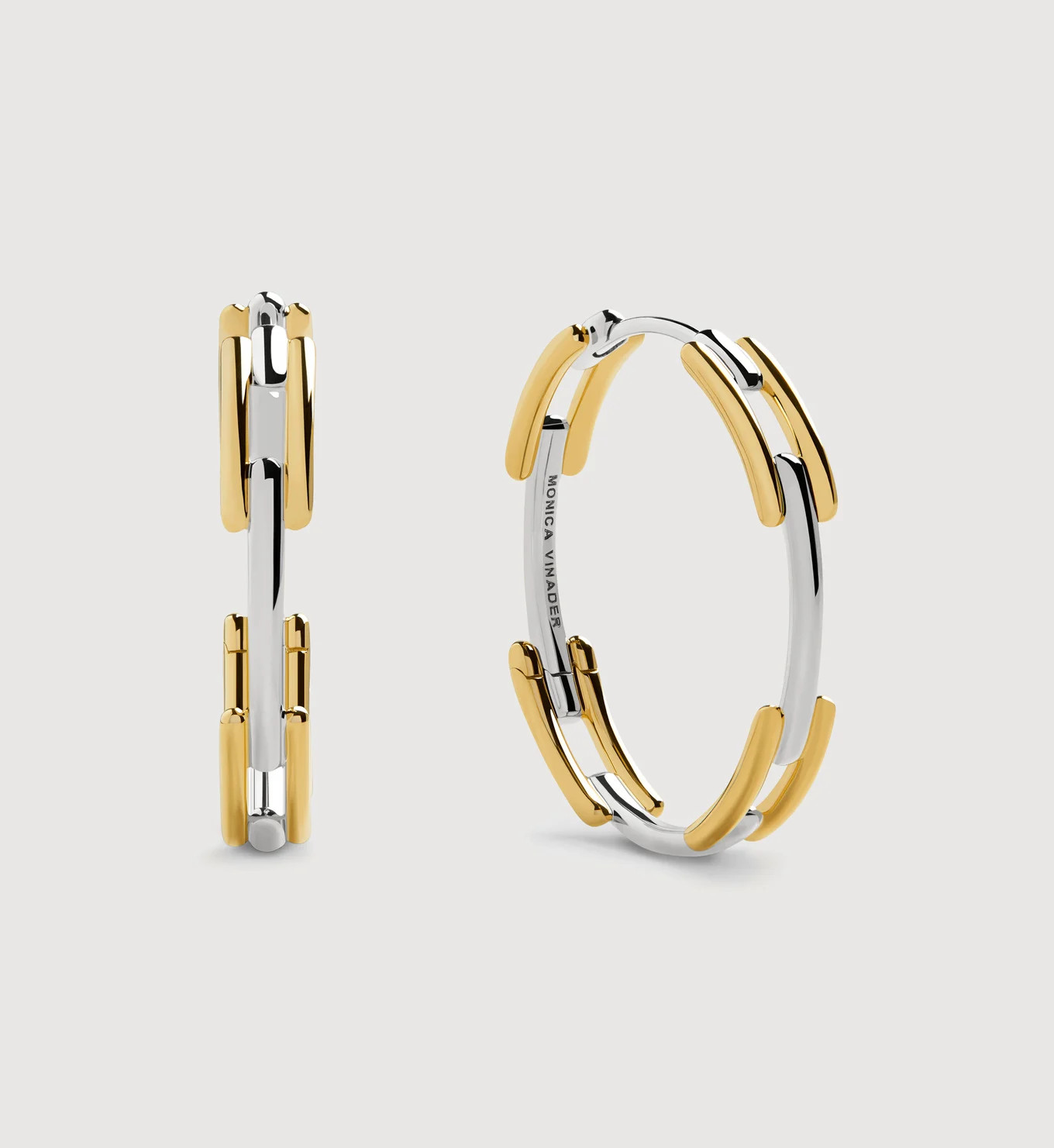 Signature Link Mixed Metal Medium Hoop Earrings | Monica Vinader (Global)