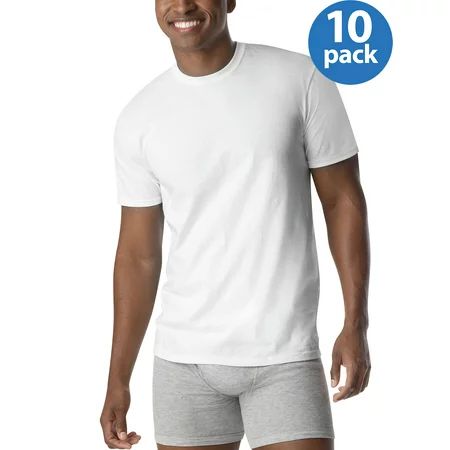 Hanes Men's ComfortSoft White Crew Neck T-Shirt 10 Pack SUPER VALUE | Walmart (US)