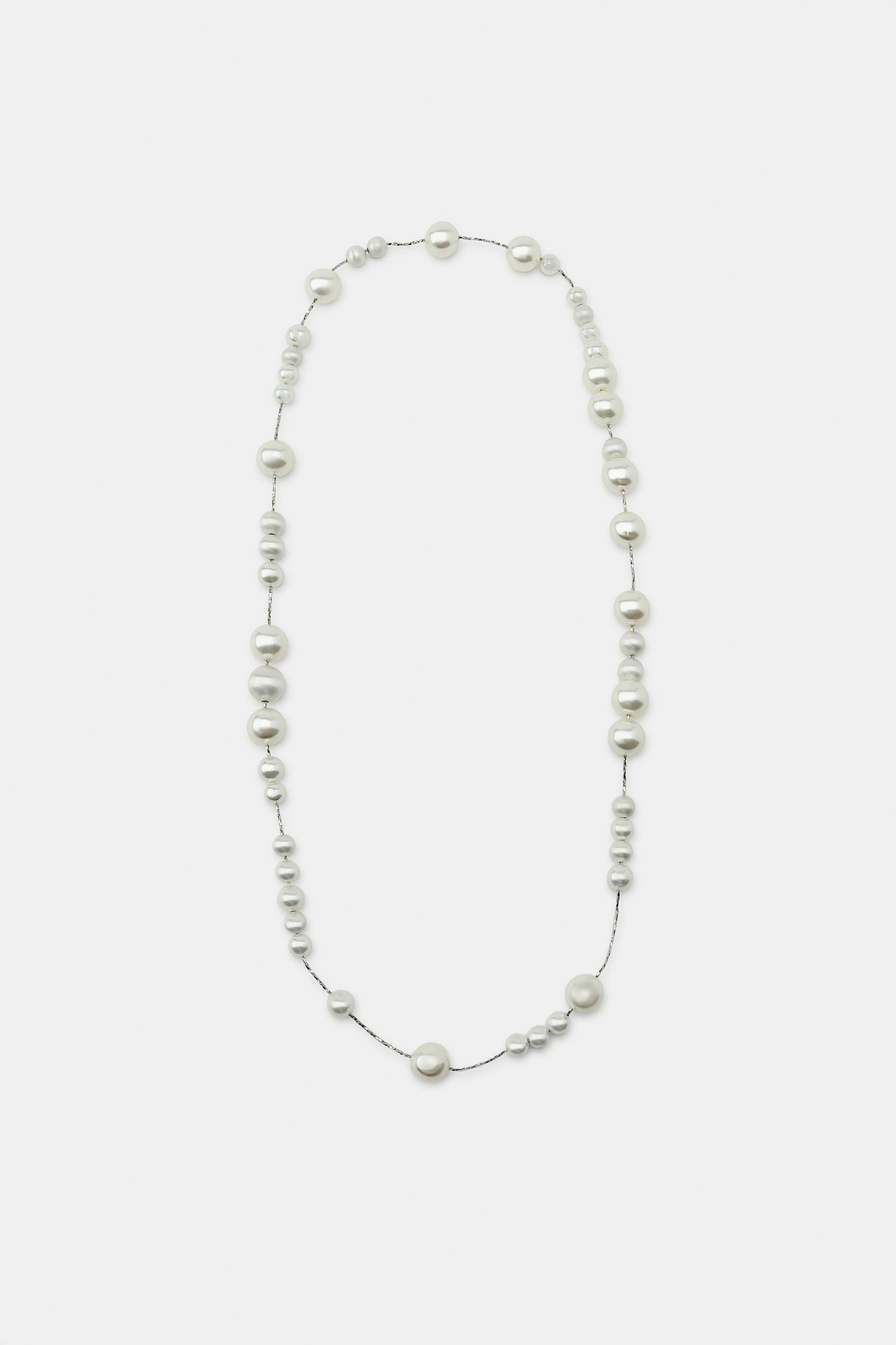 METAL CORD PEARL NECKLACE | Zara US