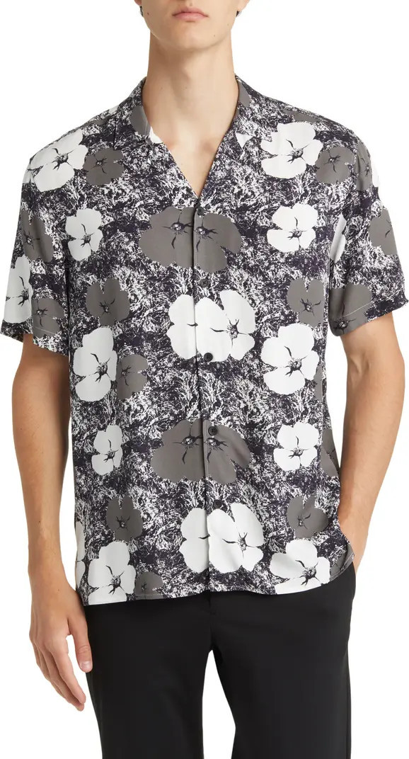 Floral Acid Wash Short Sleeve Button-Up Camp Shirt | Nordstrom