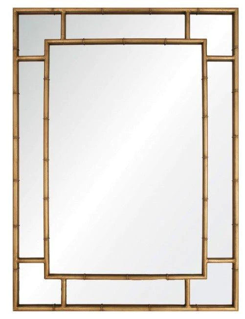 Small Gold Leaf Bamboo Inspired Framed Wall Mirror | The Well Appointed House, LLC