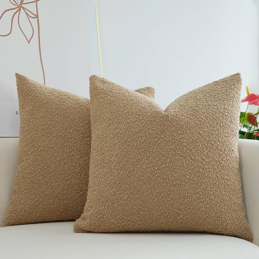 JOJUSIS Pack of 2 Textured Boucle Throw Pillow Covers Accent Solid Pillowcovers Home Decor 20 x 2... | Amazon (US)