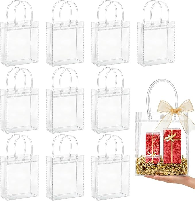 MAQIHAN Clear Gift Bags with Handles - Small Clear Party Favor Bags | Amazon (US)