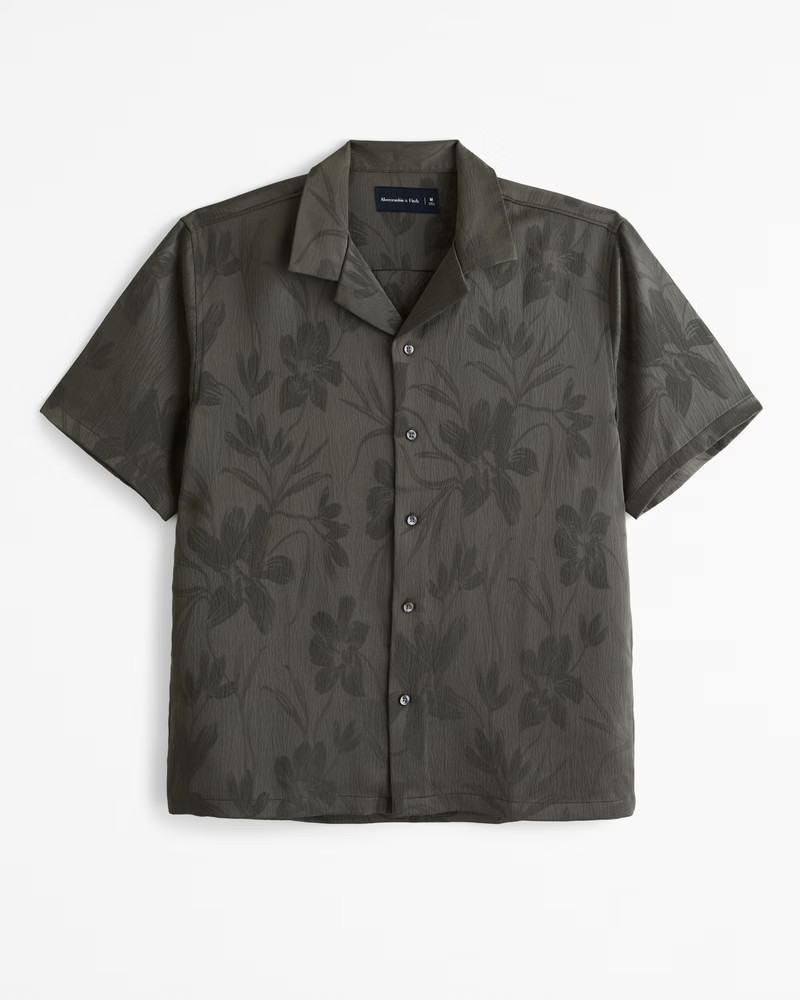 Camp Collar Silky Button-Up Shirt | Abercrombie & Fitch (US)