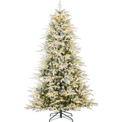 Best Choice Products Pre-Lit Flocked Full Aspen Noble Fir Christmas Tree w/ 2-in-1 Glowing LEDs | Target