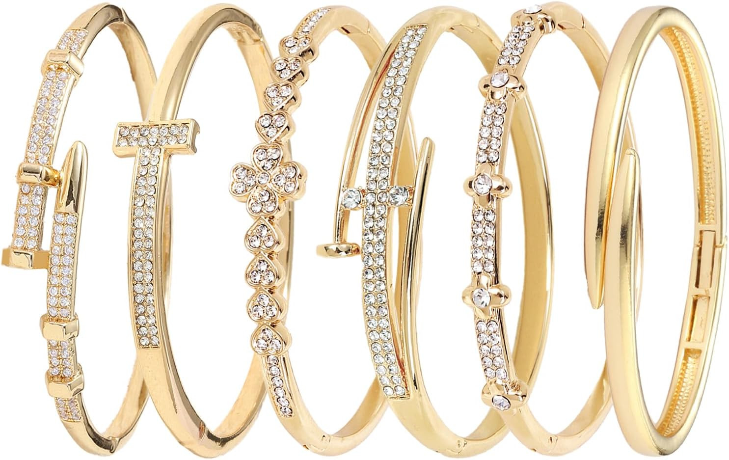 6 Pcs Trendy Stackable Gold Bangle Bracelet Set For Women | Amazon (US)