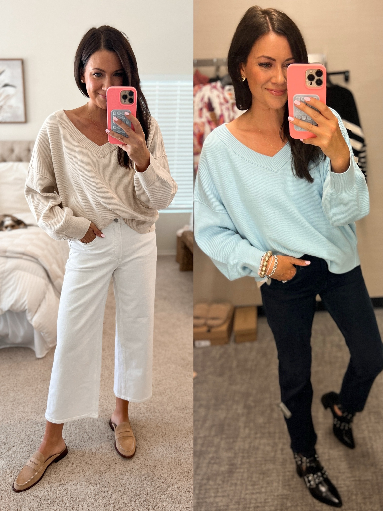 NSale sweater restocked in blue & available in cream—wearing a medium
White jeans-go down a size, last day for 50% off🙌🏼🙌🏼

#LTKxNSale #LTKSummerSales #LTKFindsUnder50