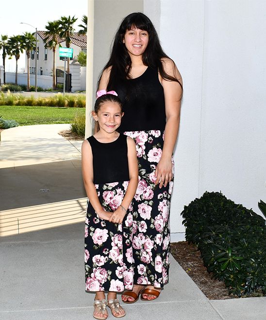 CopyCat Couture Girls' Maxi Dresses PINK - Black & Pink Roses Sleeveless Maxi Dress - Girls & Women | Zulily