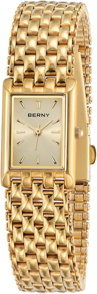 BERNY Gold Watches for Women Updated Ladies Quartz Wrist Watches Stainless Steel Band Womens Smal... | Amazon (US)