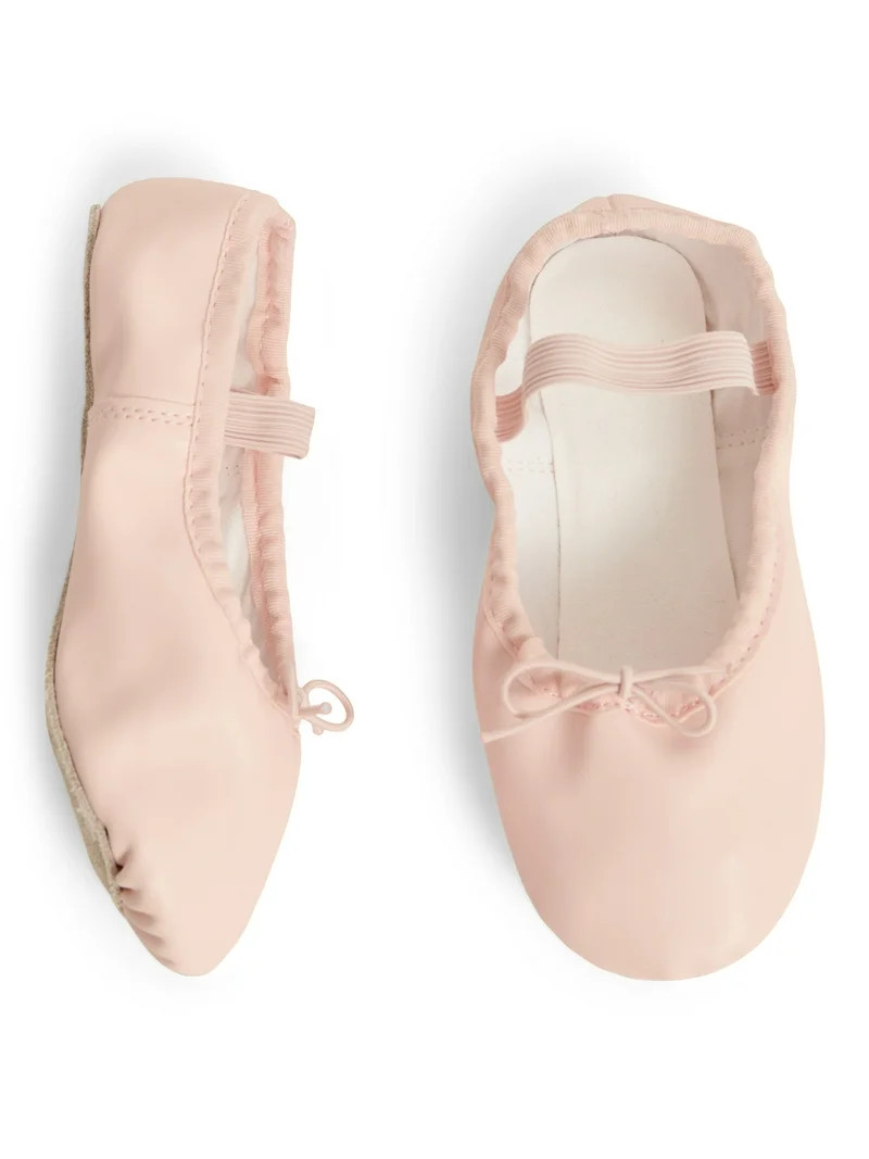 Justice Girls Ballet Shoes for Dance Class, Leather Sole with Adjustable Strap, Sizes 1-13 - Walm... | Walmart (US)