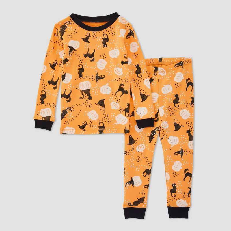 Burt's Bees Baby® Toddler 2pc Halloween Magic Mischief Organic Cotton Pajama Set - Orange | Target