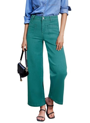 Sidefeel Women's Wide Leg Jeans High Waisted Stretchy Jeans Straight Leg Loose Fit Zimbaplatinum ... | Amazon (US)