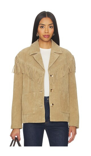 BLANKNYC Suede Fringe Jacket in Tan. - size S | Revolve Clothing (Global)