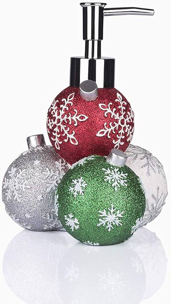 Multicolor Christmas Ball Soap/Lotion Dispenser (Red, Green, Silver and White Finish) | Amazon (US)