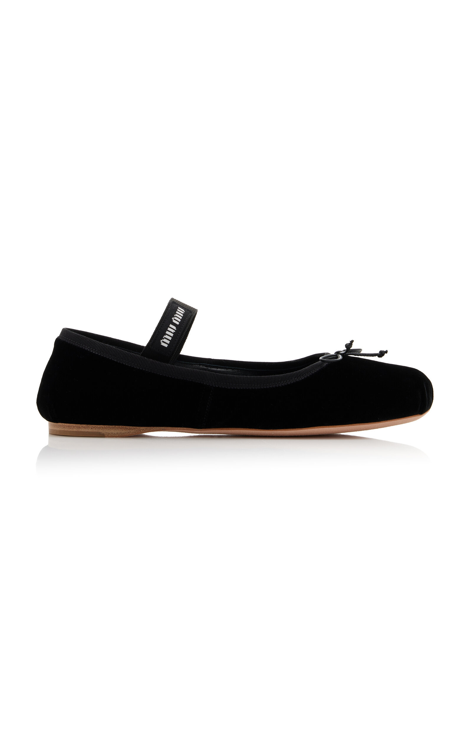 Miu Miu - Velvet Ballet Flats - Black - IT 38.5 - Moda Operandi | Moda Operandi (Global)