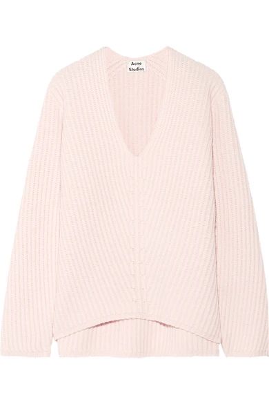 Acne Studios - Deborah Ribbed Wool Sweater - Pastel pink | NET-A-PORTER (UK & EU)