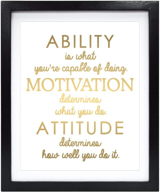 Susie Arts 8X10 Unframed Inspirational Attitude Real Gold Foil Art Print Quotes Wall Poster Home ... | Amazon (US)