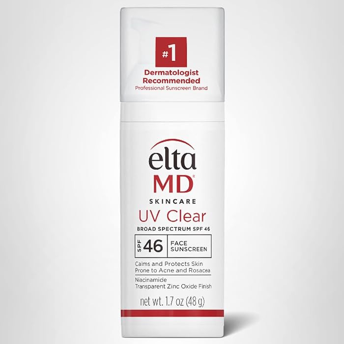 EltaMD UV Clear Face Sunscreen SPF, Oil-Free Sunscreen with Zinc Oxide, Dermatologist Recommended | Amazon (US)