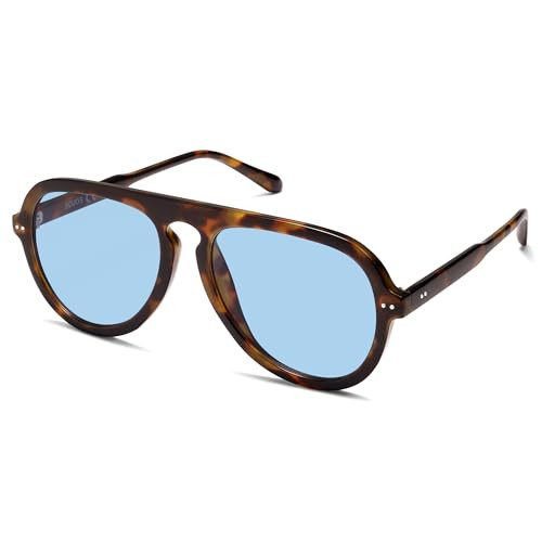 SOJOS Retro Aviator Sunglasses Womens Mens Vintage Plastic Frame Shades Lentes De Sol Para Mujer SJ2255 Light Blue | Amazon (US)