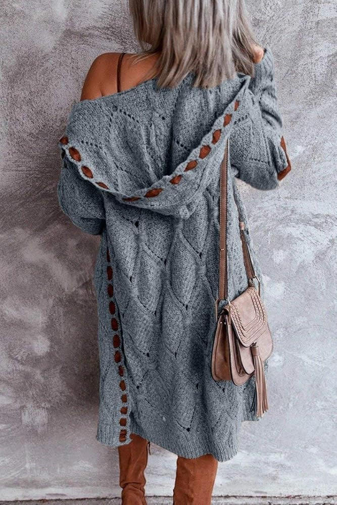 TEWWEY Women Chunky Hooded Cardigan Sweater Oversized Cable Knitted Open Front Long Sleeve Coat Casu | Amazon (US)