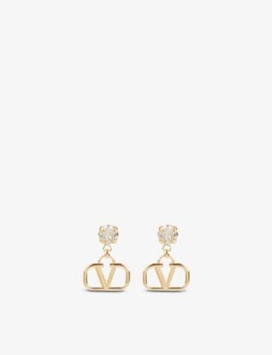VLOGO rhinestone-embellished gold-toned brass earrings | Selfridges