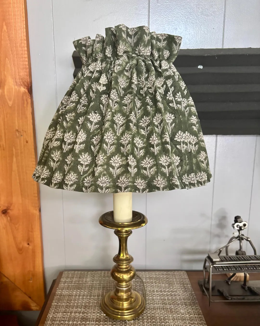 Linen Block Print Lampshade Slipcover: Green & White Border | Etsy (US)