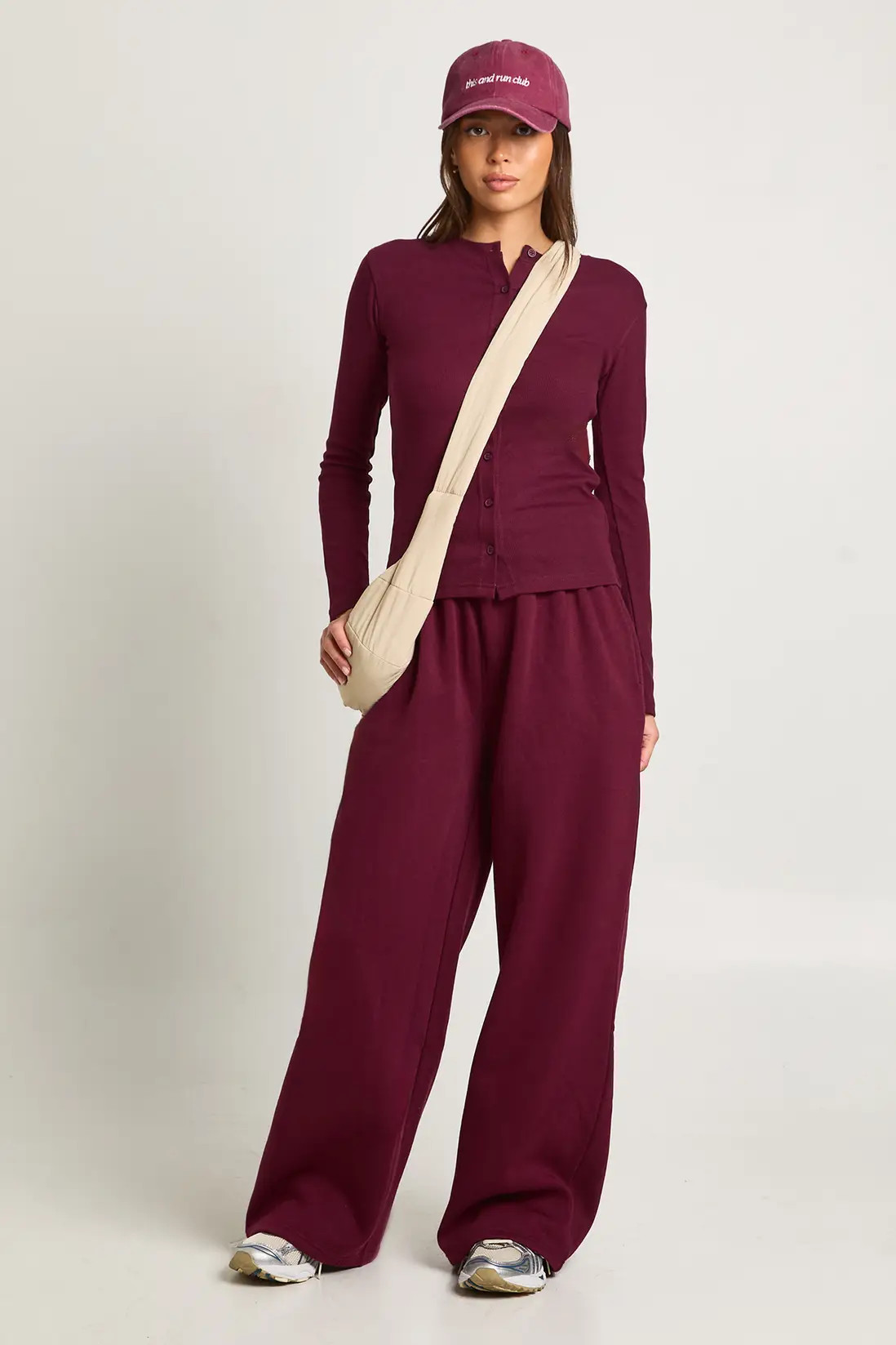 Rib Button Through Long Sleeve Top Tracksuit | Boohoo.com (UK & IE)