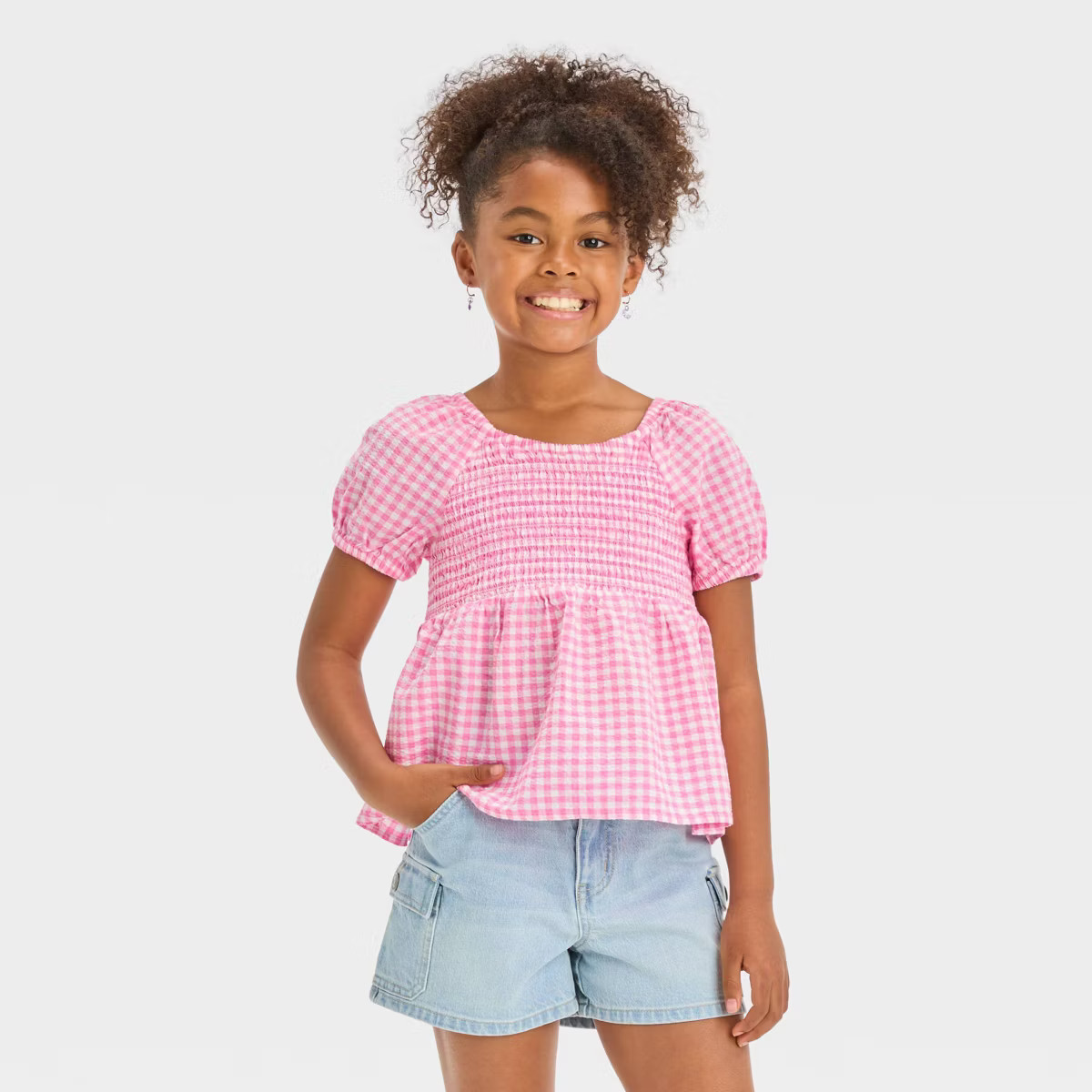 Girls' Short Sleeve Woven Top - Cat & Jack™ | Target
