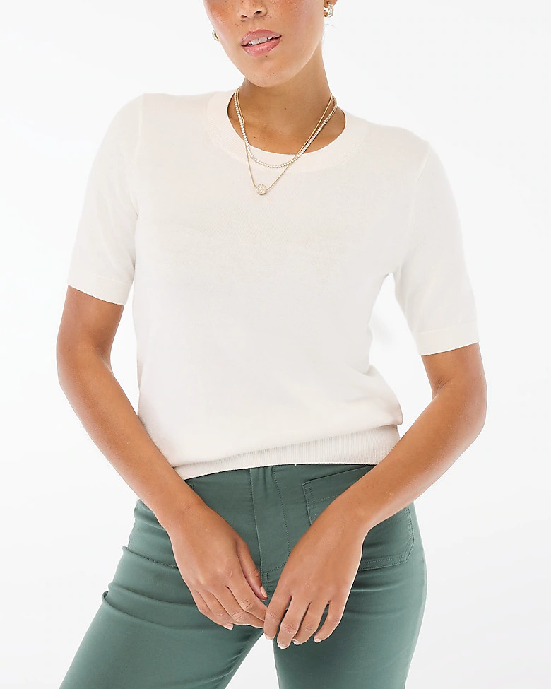 Short-sleeve cotton crewneck sweater | J.Crew Factory