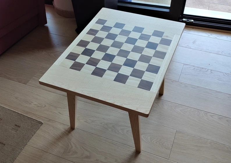 Modern Chess Table With Solid Wood Walnut and Chestnut, Handmade Mid Century Coffee Table - Etsy | Etsy (US)