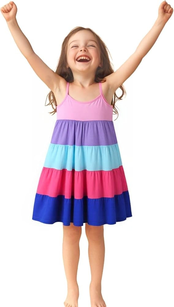 HILEELANG Toddler Girl Easter Dress Summer Cotton Casual Sleeveless Playwear Beach Sundress | Amazon (US)