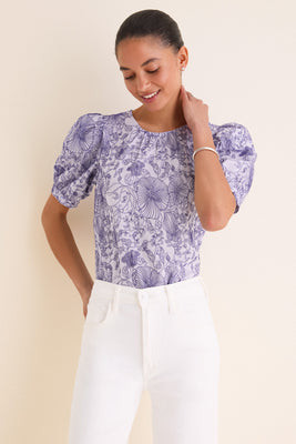 Embroidered Periwinkle Benson Blouse | Tuckernuck (US)